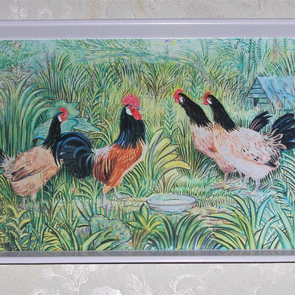 Rooster & Hens Tray | Kelsey of Stonehouse Rooster Serving Tray
